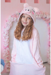 Pijama salopeta pentru copii KIGURUMI model Porcusor culoare roz Onesie-5-6 ani 