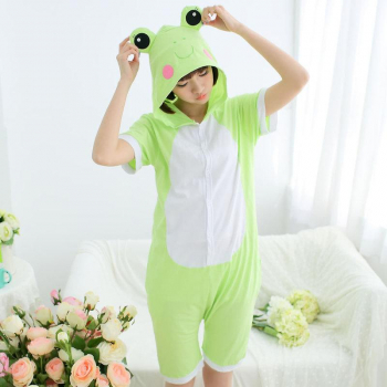 Pijama salopeta scurta model broscuta culoare verde KIGURUMI-4-5 ani 