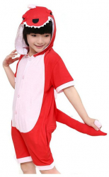 Pijama salopeta scurta model dinozaur culoare rosu KIGURUMI-6-7 ani 