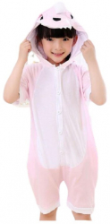 Pijama salopeta scurta pentru copii model dinozaur culoare roz KIGURUMI-14-16 ani 