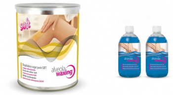 Set Epilare Alveola Pasta de zahar Soft 1000 g si 2 x Ulei dupa epilare cu Aloe Vera 300 ml 