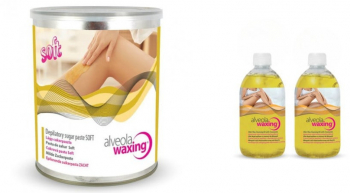 Set Epilare Alveola Pasta de zahar Soft 1000 g si 2 x Ulei dupa epilare Musetel 300 ml 