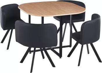 Set mobilier dining mdf stejar negru Bevis 100x100x73 cm 67x45x69 cm 