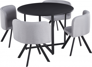 Set mobilier dining negru gri Bevan 100x73 cm 67x45x69 cm 
