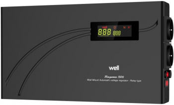 Stabilizator automat de tensiune cu releu 1500VA orizontal Well AVR-REL-SLIMPOWER1500-WL 