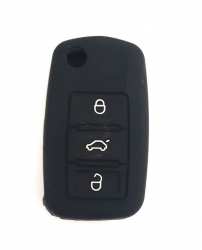 Husa silicon carcasa cheie pentru Seat 3 butoane negru 