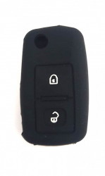 Husa silicon carcasa cheie pentru skoda 2 butoane negru 