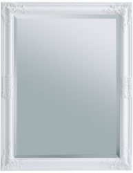 Oglinda decorativa de perete stil Baroc / Vintage alb si auriu 70 cm x 90 cm x 3 cm 