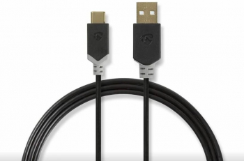 Cablu USB 2.0 A tata - USB-C 1m antracit Nedis 