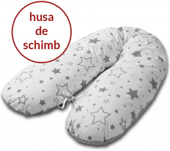 Husa bumbac detasabila pentru Perna gravide 3 in 1 Kidizi Lena Galaxy Grey 
