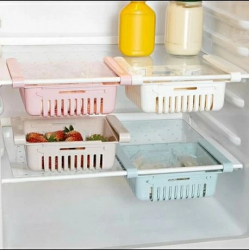 Organizator retractabil pentru raft frigider alb 