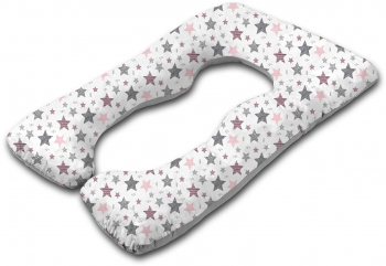 Perna multifunctionala gravide Kidizi Inga XXL Pink Stars husa bumbac detasabila 