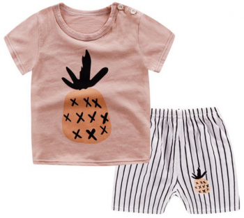 Pijama copii scurta imprimeu ananas bej-3-4 ani 