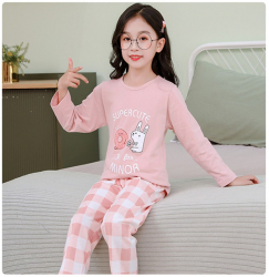 Pijama din doua piese pentru fetite roz cu iepuras-3-4 ani 