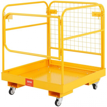 Platforma de siguranta pentru stivuitor Vevor max 544 kg 4 roti Pliabil Otel 