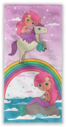 Prosop de baie sirena cu unicorn roz 70 X 140 