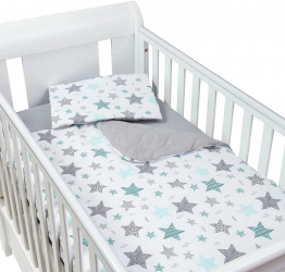 Set perna bebelus si plapumioara matlasata 100x75 cm Kidizi All Mint Stars 