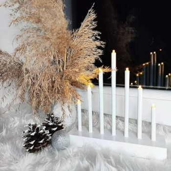 Decoratiune Craciun Sfesnic lumanari Advent cu led 7 lumanari alb 