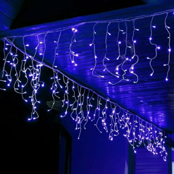 Instalatie luminoasa Craciun 300 leduri cu telecomanda 12 m 8 functii exterior/interior tip perdea de turturi albastru