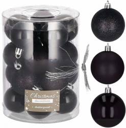 Set 20 globuri de Craciun negre 4 cm diverse texturi 