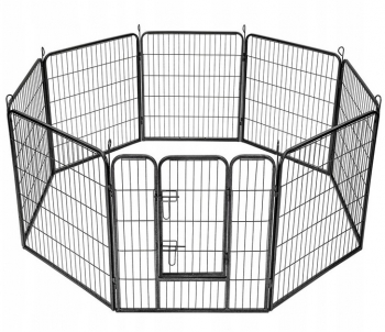 Tarc pentru catei Zola negru metalic poarta cu sistem de siguranta 160x160x80 cm 