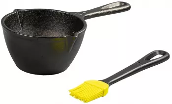 Tigaie inalta rotunda din fonta pentru sos cu pensula de silicon Lodge 7 cm L-MPB21 