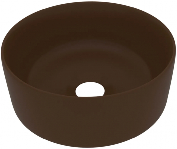 vidaXL Chiuveta de baie lux maro inchis mat 40x15 cm ceramica rotund 