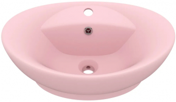 vidaXL Chiuveta lux cu preaplin roz mat 58 5x39 cm ceramica oval 