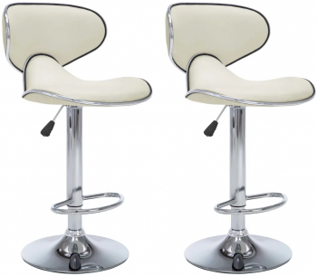 vidaXL Scaune de bar 2 buc. crem piele ecologica 
