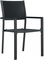 vidaXL Scaune de gradina 2 buc. negru plastic aspect ratan 