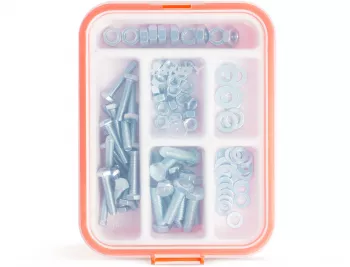 HANDY - Set de suruburi metrice 2 marimi - surub saiba piulita - 90 piese / cutie 