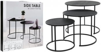 H&S Collection Set de mese laterale 3 piese negru 