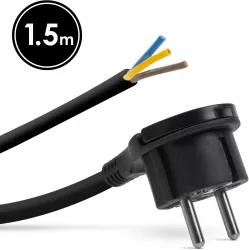 Stecher cu clema de plastic - cablu de 1 5 metri - 3 x 1 5 mm2 - negru 