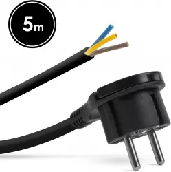 Stecher cu clema de plastic - cablu de 5 metri - 3 x 1 5 mm2 - negru 