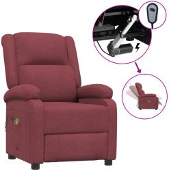 vidaXL Fotoliu de masaj electric rabatabil rosu vin textil 