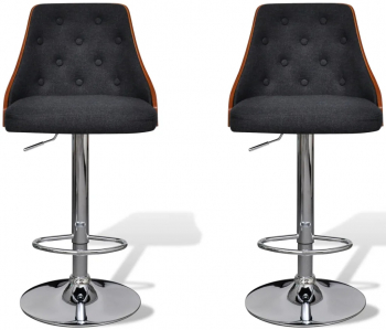 vidaXL Scaune de bar 2 buc. lemn curbat si material textil 