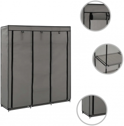 vidaXL Sifonier cu bare si compartimente gri 150x45x175 cm textil 