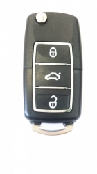 Carcasa cheie briceag pentru VW 3 butoane negru cu crom fara locas de baterie 