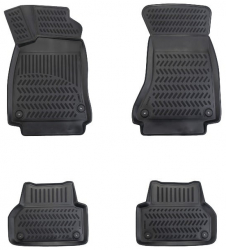 Set 4 Buc. Covoare din Cauciuc stil Tavita Compatibile Audi A4 B9 2015- Negru 