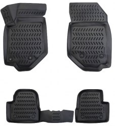 Set 4 Buc. Covoare din Cauciuc stil Tavita Compatibile Citroen C4 2020- Negru 