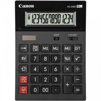 Calculator birou Canon  AS2400 14 digiti ribbon display LCD ajustabil functie business tax si conversie moneda 
