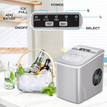 Masina mica de gheata Zzeleno 120W complet automata capacitate 1.5L productie cuburi gheata 2 dimensiuni intre 12-15kg/24H Culoare Alb 