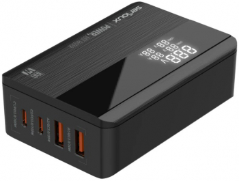 Incarcator rețea Serioux QC100WGAN 100W tehnologie GaN 2x USB-C 2x USB-A Negru