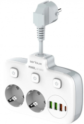 Priza multipla Serioux PS24W 2 prize 6xUSB PD Type-C QC3.0 întrerupător protecție supratensiune
