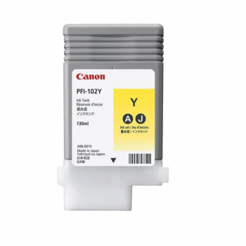 Cartus cerneala Canon PFI-102Y yellow capacitate 130ml pentru Canon LP17 LP24 iPF500 iPF6X0 iPF7X0. 