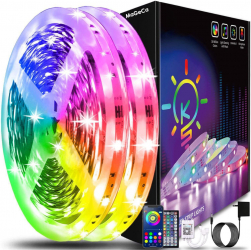Kit banda LED MaGeCa® 5050 RGB 20m Control APP/Bluetooth/Telecomanda Schimbare Culori Pe Ritmul Muzicii Intensitate Reglabila 12V 