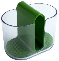 Organizator de bucatarie Zola® universal pentru tacamuri/bureti cu 2 compartimente tava detasabila 16x10x13 cm verde 