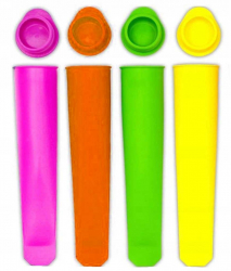 Set 4 forme pentru inghetata Zola® reutilizabile din silicon cu capac multicolore 15x3.6 cm 