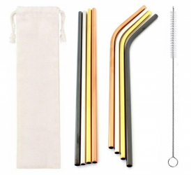 Set 8 paie de baut metalice Zola® cu perie pentru curatare diferite marimi saculet pentru depozitare otel inoxidabil multicolor 
