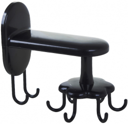 Suport de perete autoadeziv pentru ustensile de bucatarie Zola 8 carlige rotire 360 grade plastic 14.5x14.5 cm negru 